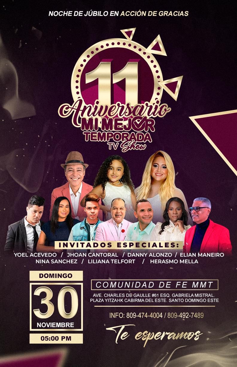 Ministerio «Mi Mejor Temporada Radio Show» anuncia celebración 11 avo aniversario con servicio especial de Acción de Gracias