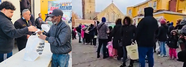 Miles personas recibieron en Paterson-NJ con pavos donaron Alex Méndez y su hijo