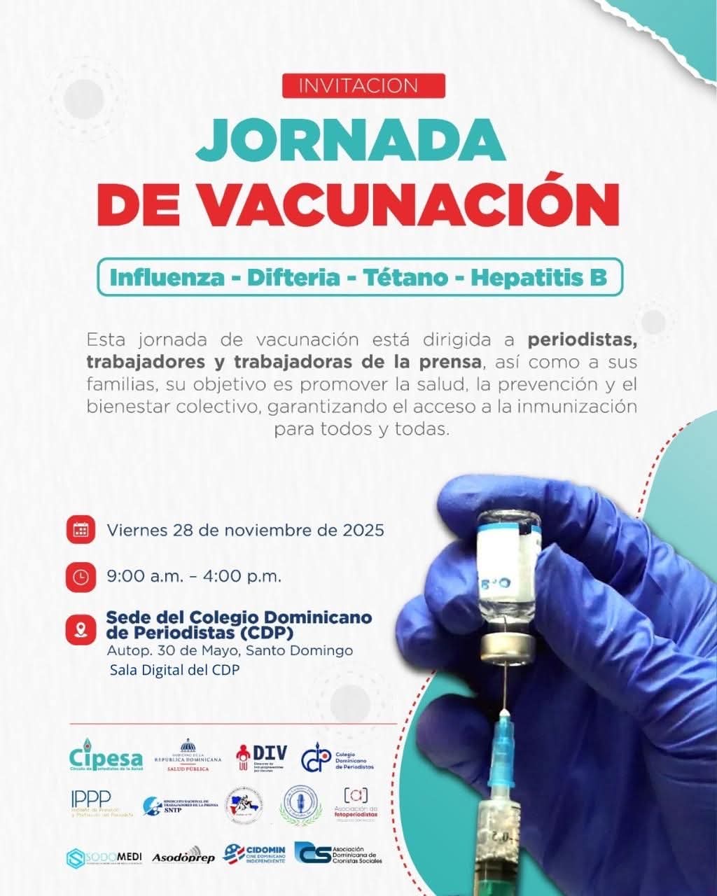 Gremios invitan a jornada de vacunacion este viernes en CDP
