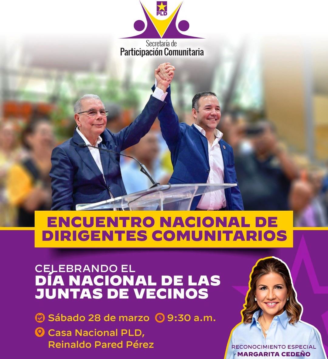 Danilo Medina y Johnny Pujols encabezarán acto de los Comunitarios este sábado