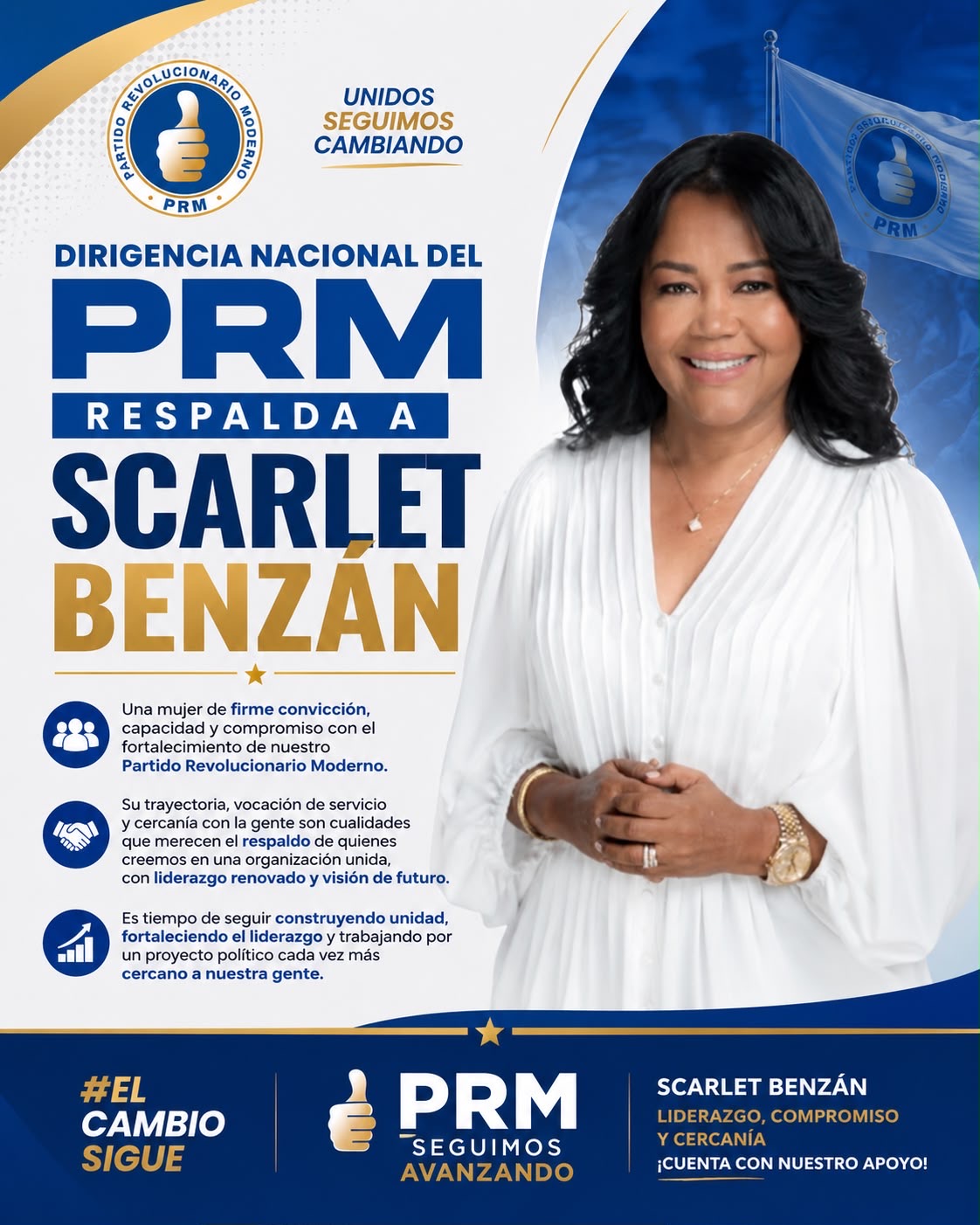 Dirigencia nacional del PRM respalda a Scarlet Benzán.