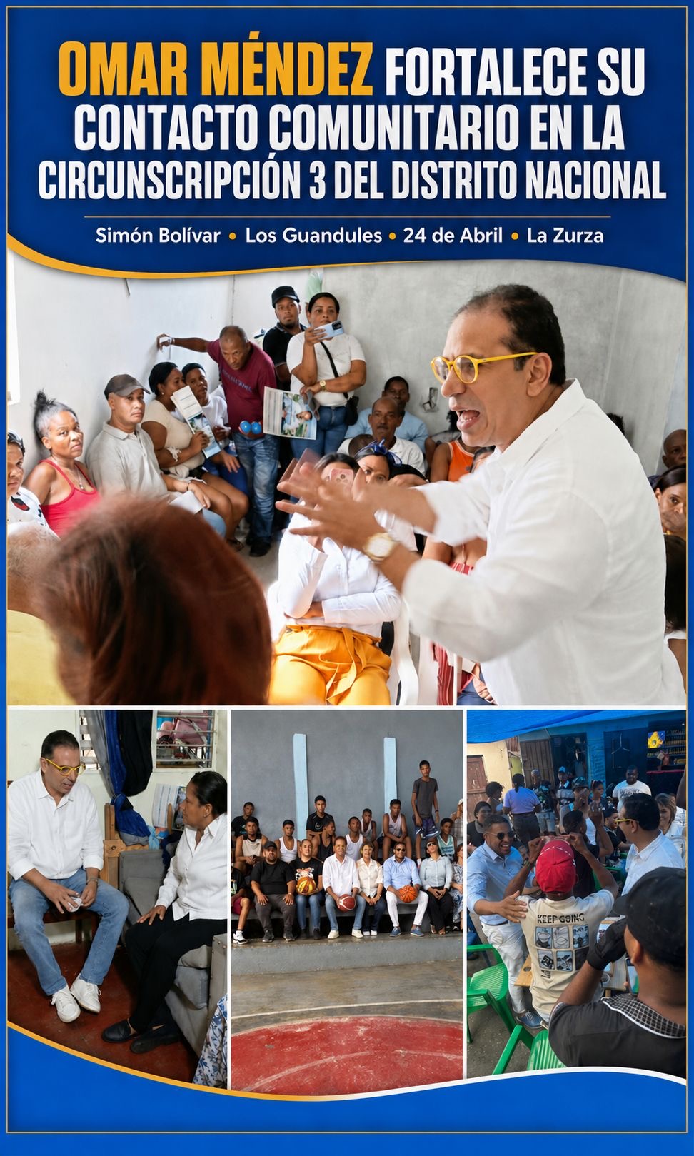 Omar Méndez fortalece su contacto comunitario en la circunscripción 3 del Distrito Nacional.