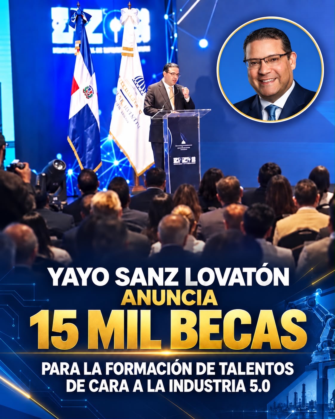 Yayo Sanz Lovatón anuncia 15 mil becas para formar talentos de cara a la industria 5.0.