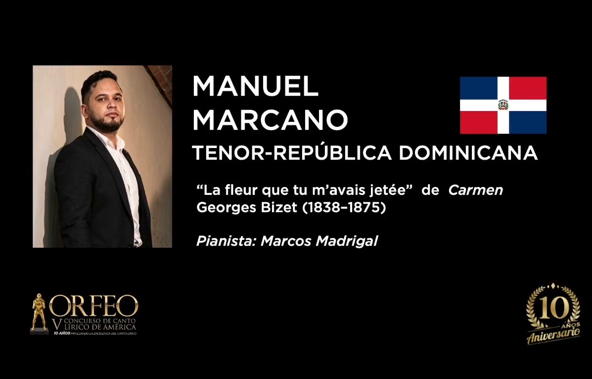 Tenor Manuel Marcano representa a República Dominicana en la final del Concurso ORFEO en Costa Rica.