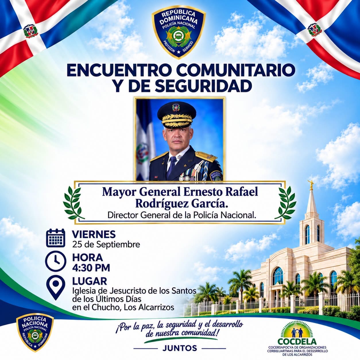 Director general de la Policía Nacional fortalece proximidad con líderes comunitarios de Los Alcarrizos.