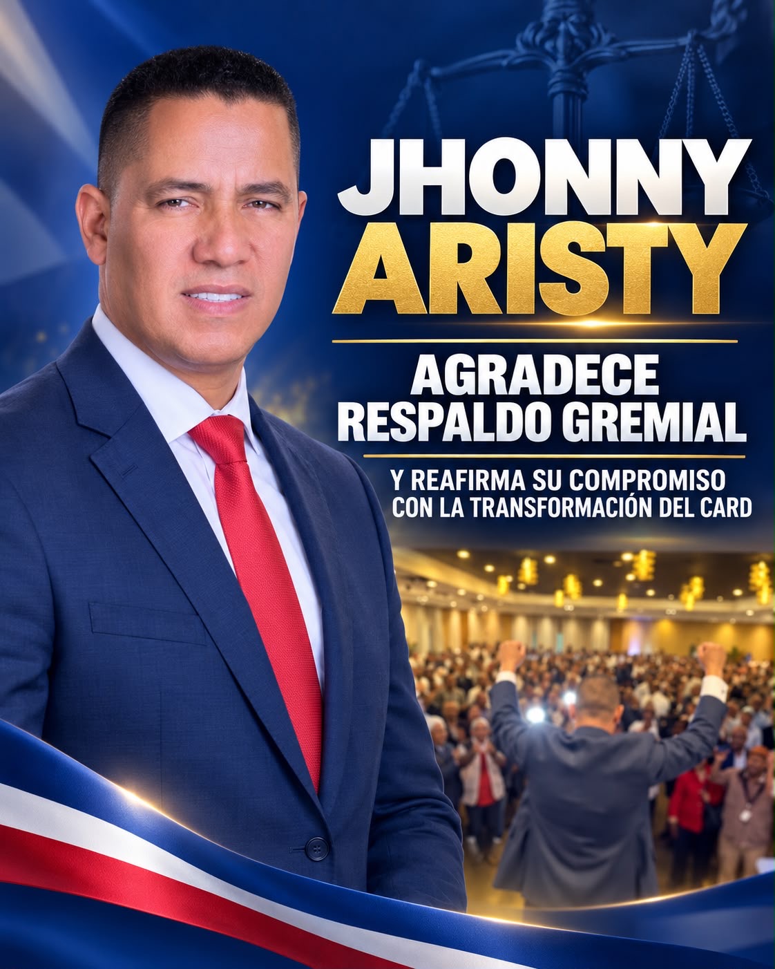 Jhonny Aristy agradece respaldo gremial y reafirma compromiso con la transformación del CARD.