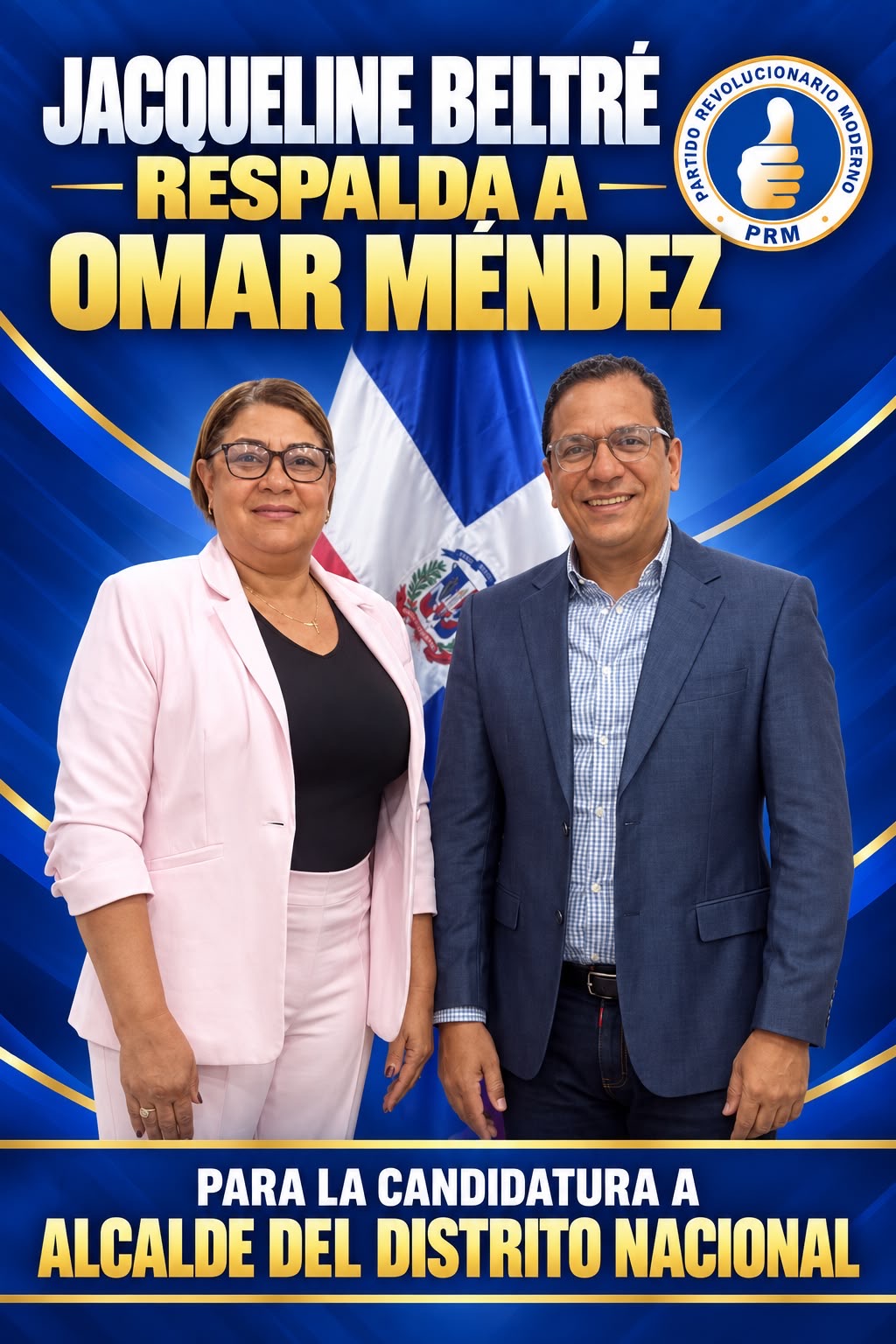 Jacqueline Beltré respalda a Omar Méndez para la candidatura a alcalde del Distrito Nacional.